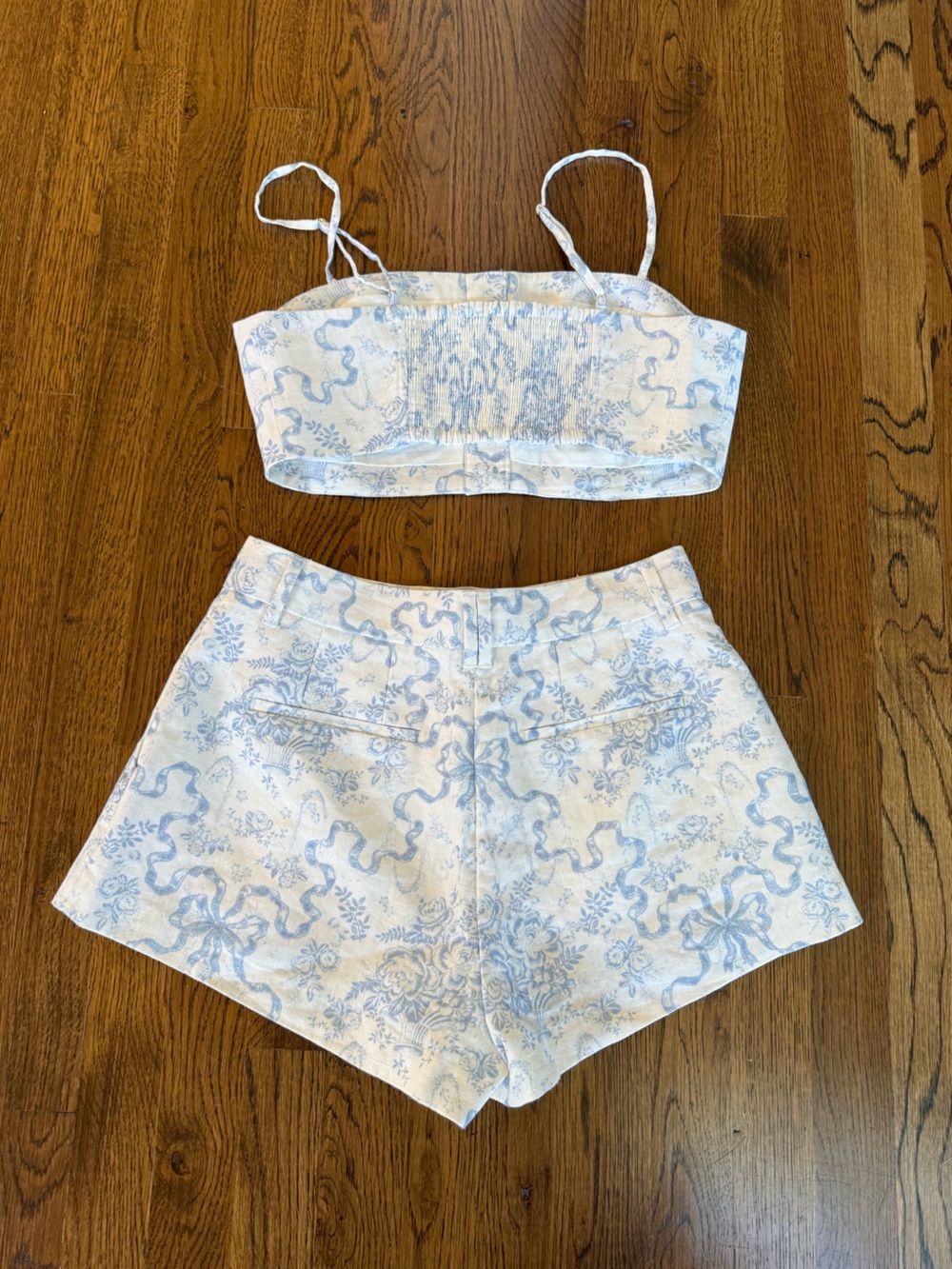 LoveShackFancy lacette toile linen crop Top Cerulian Blue & white size m $195 - Picture 9 of 9